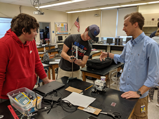 Students working on programming project