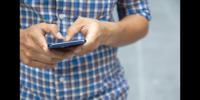 Student with cell phone